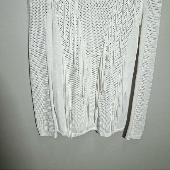 Sandro Paris Open Knit Fringe Top Sweater Long Slev Size Small - Picture 6 of 15